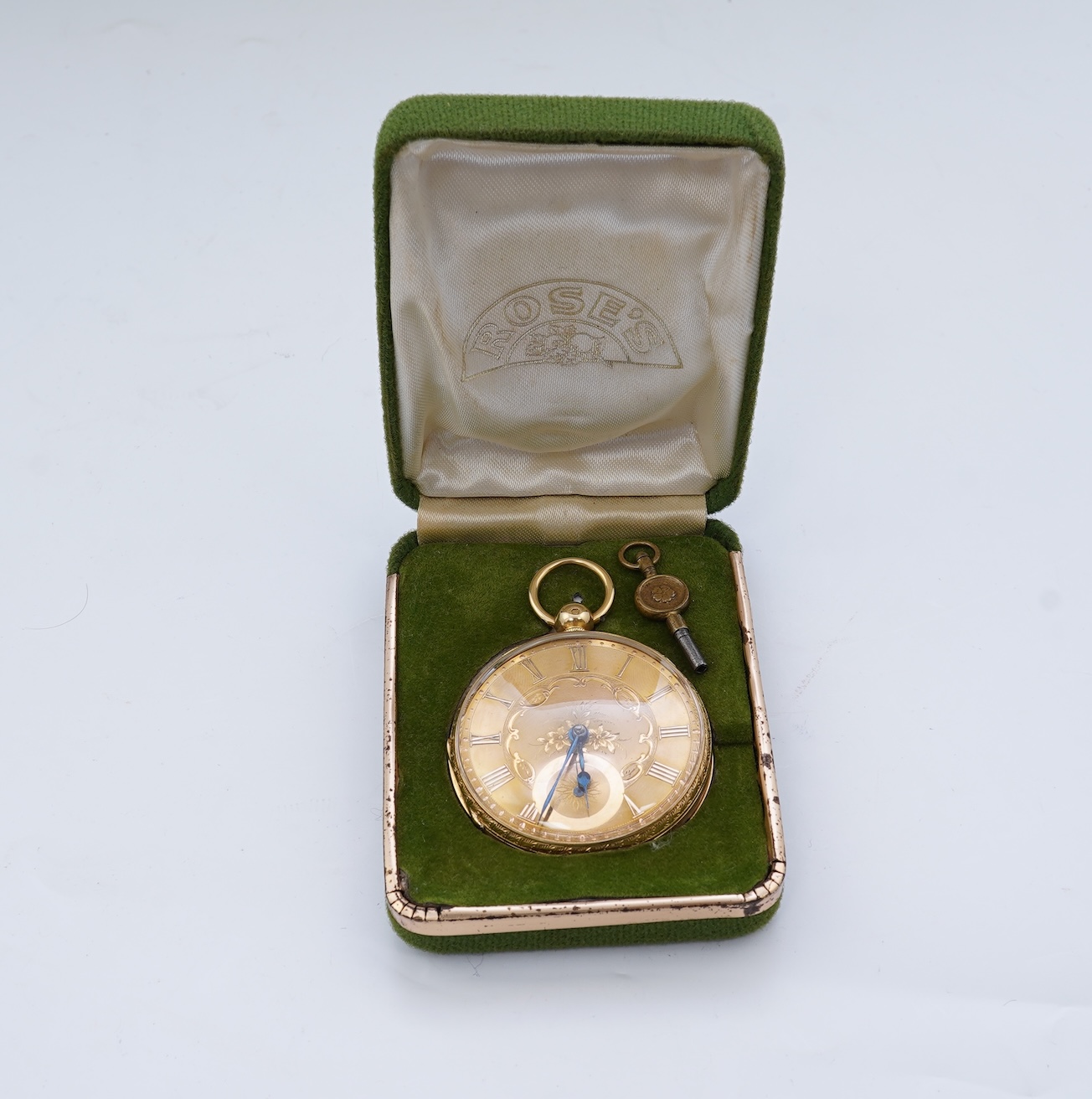 A Victorian engraved 18ct gold open faced key wind pocket watch